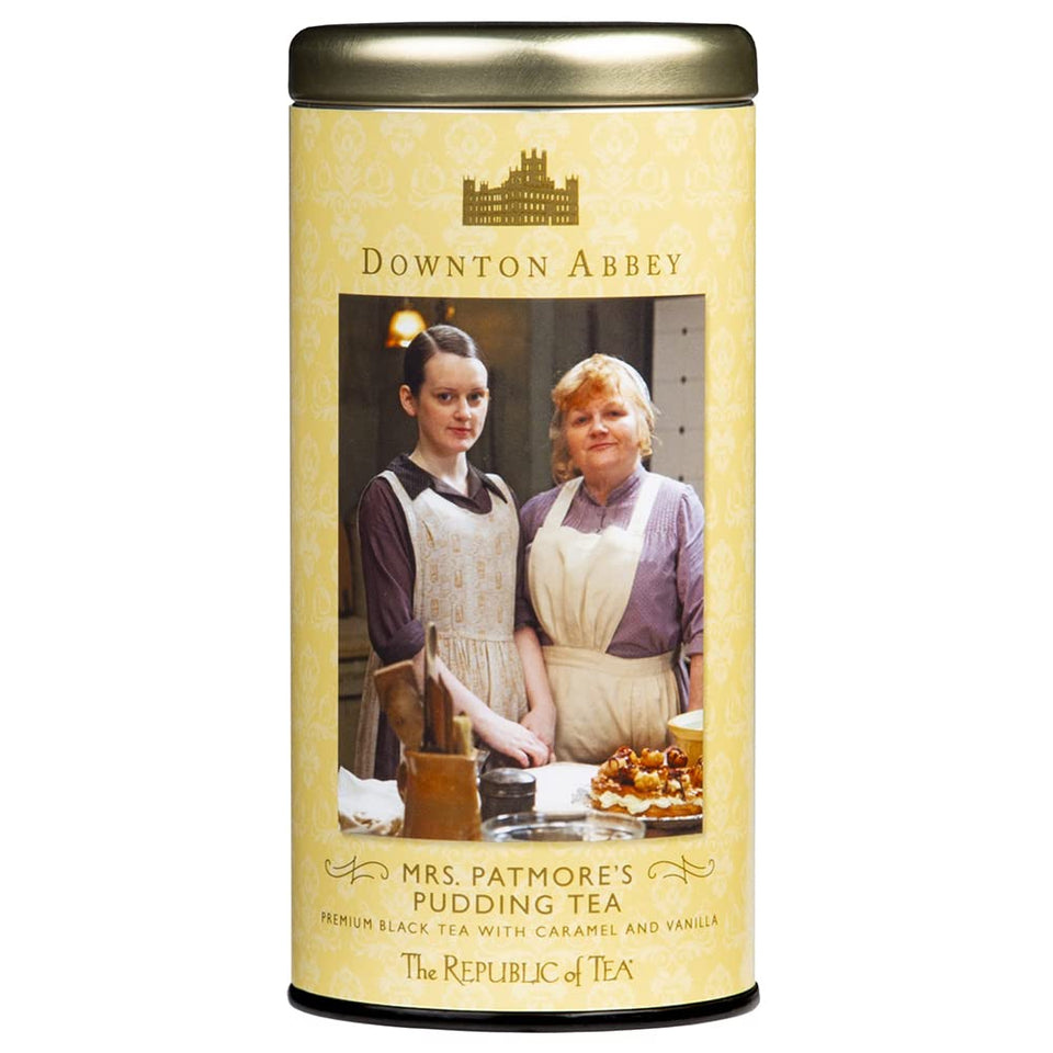 The Republic of Tea Downton Abbey Mrs. Patmore's Pudding Tea box ready for an afternoon ritual.