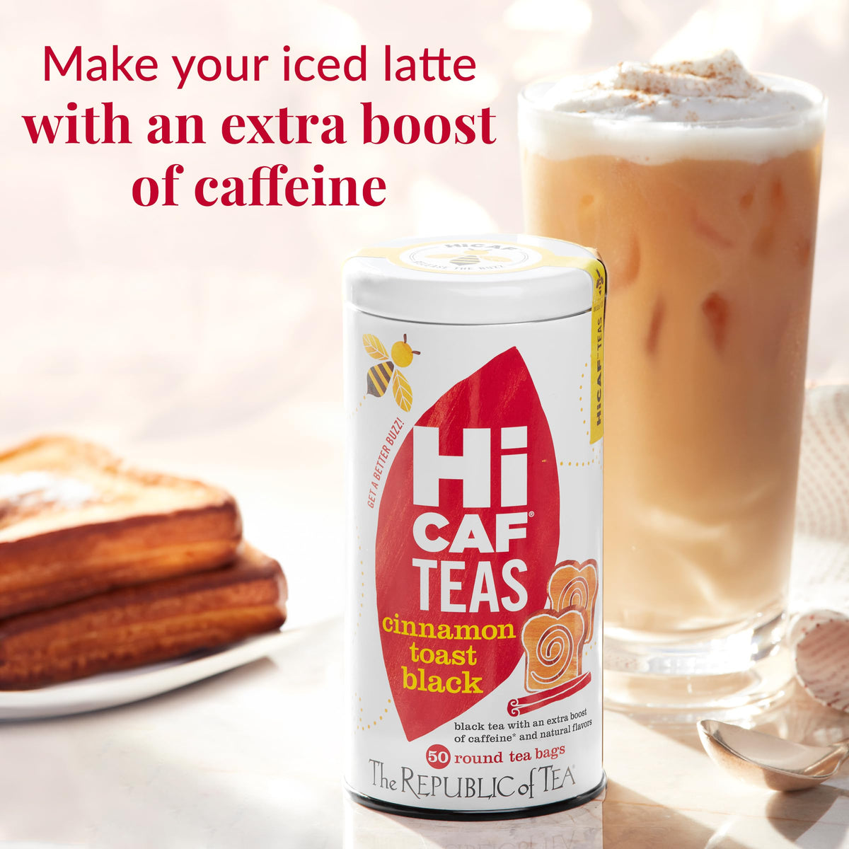 HiCAF Cinnamon Toast cup-steeping reveals fragrant steam and rich color.