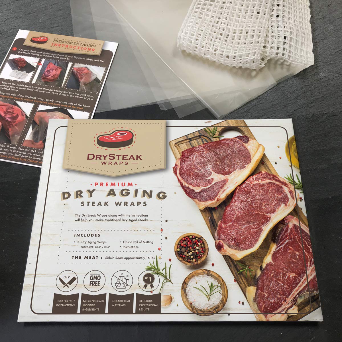 The Sausage Maker netting roll in action for secure aging wrap