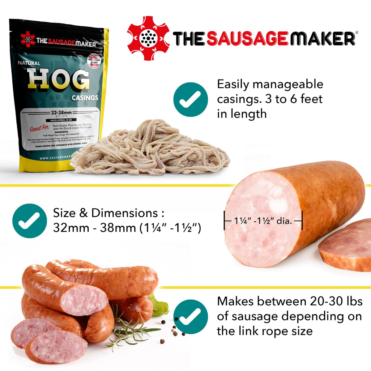 Grilled sausages made with The Sausage Maker casings deliver crisp snap