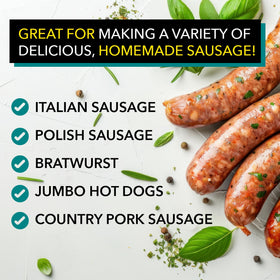 The Sausage Maker stuffing setup enables easy filling for 32-38mm links