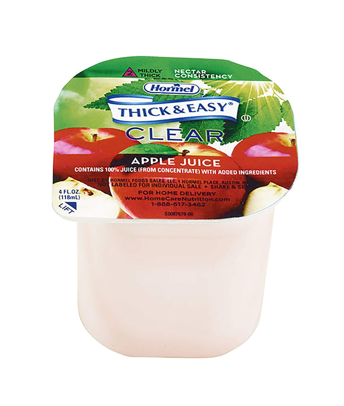 Thick & Easy Apple Juice nectar appearance with clear thickened texture for natural look