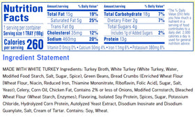 Thick & Easy Purees roasted turkey with stuffing and green beans on a tray for quick prep.
