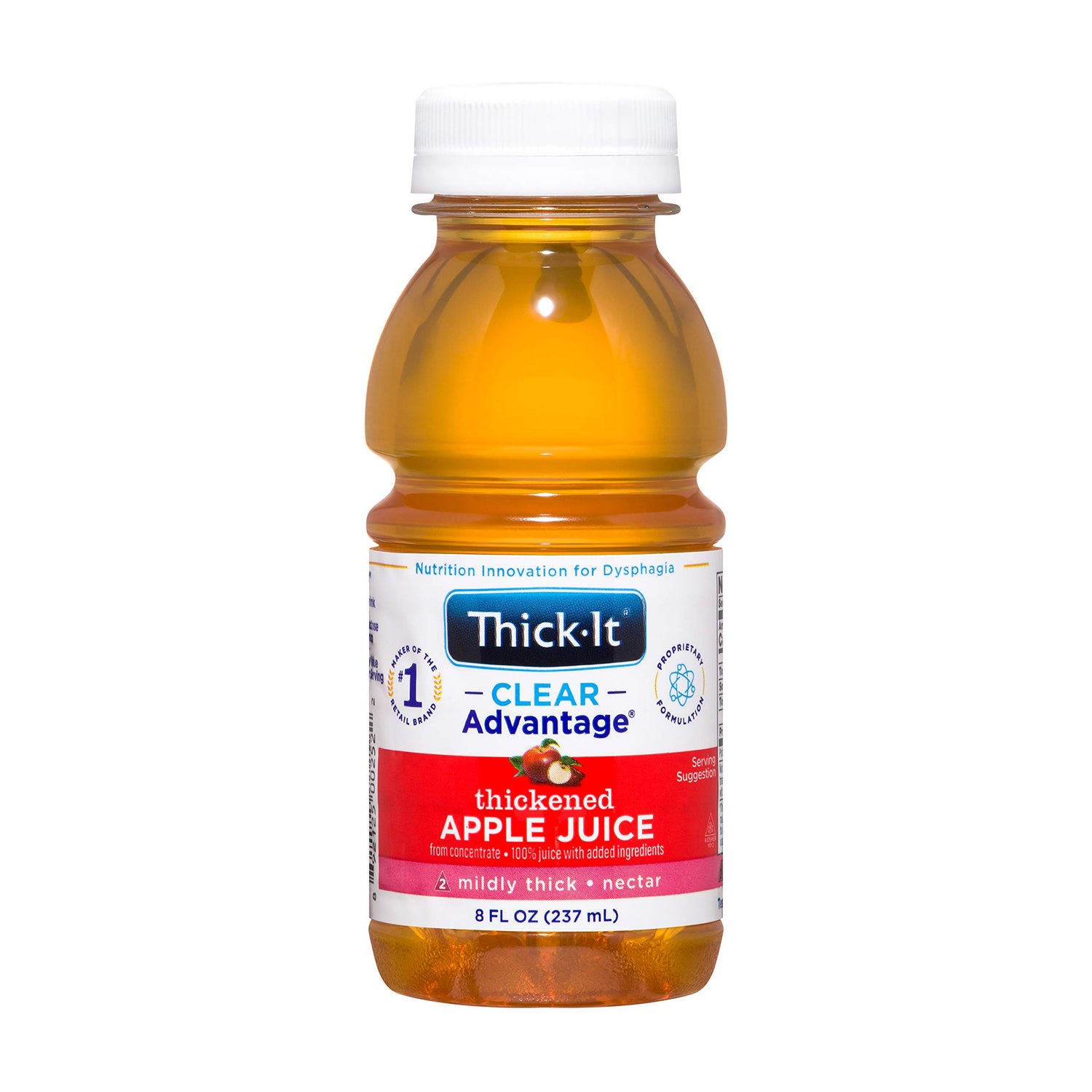 Thick-It Clear Advantage apple juice bottle ready to enjoy with smooth texture.