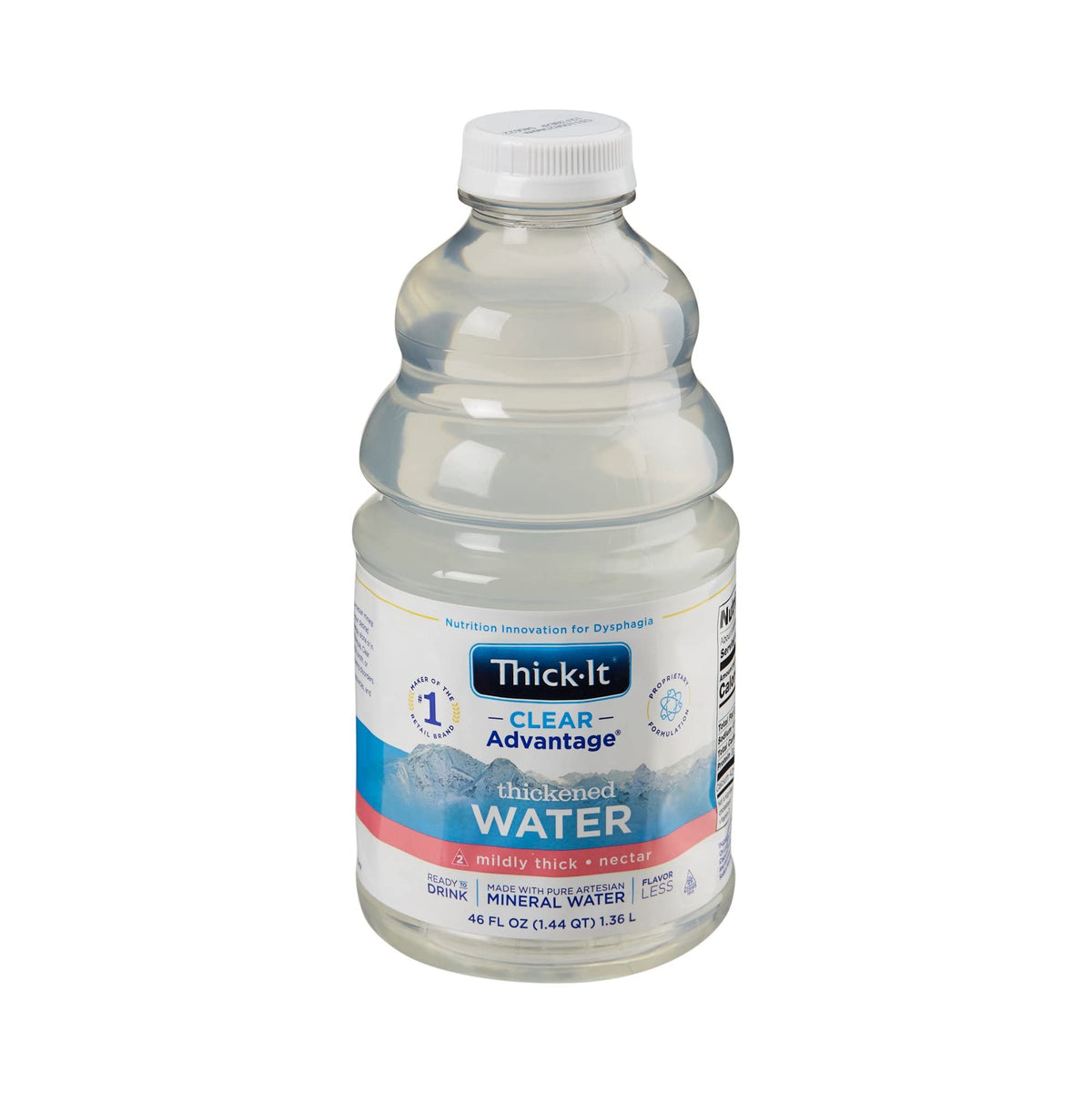 Thick-It Clear Advantage bottle shows nectar texture for easy swallowing.