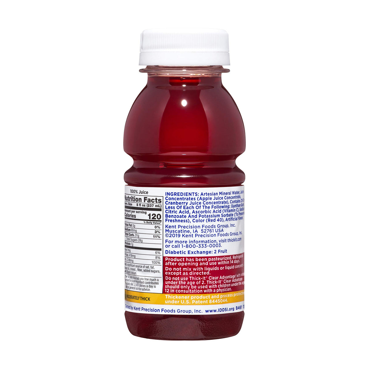 Thick-It Cranberry Juice served over ice with preserved texture