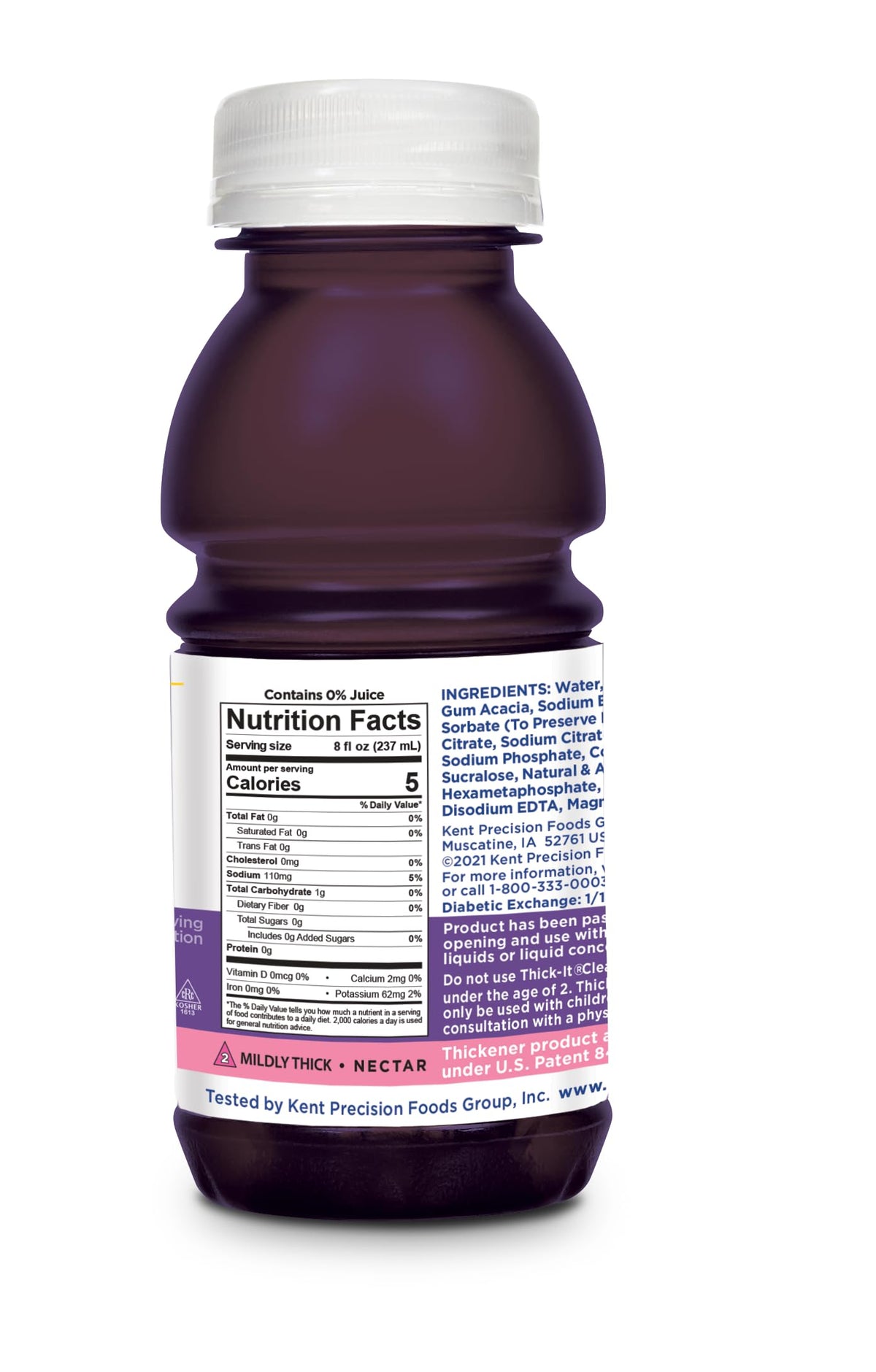 Thick-It grape flavor poured into a glass with color and texture visible.