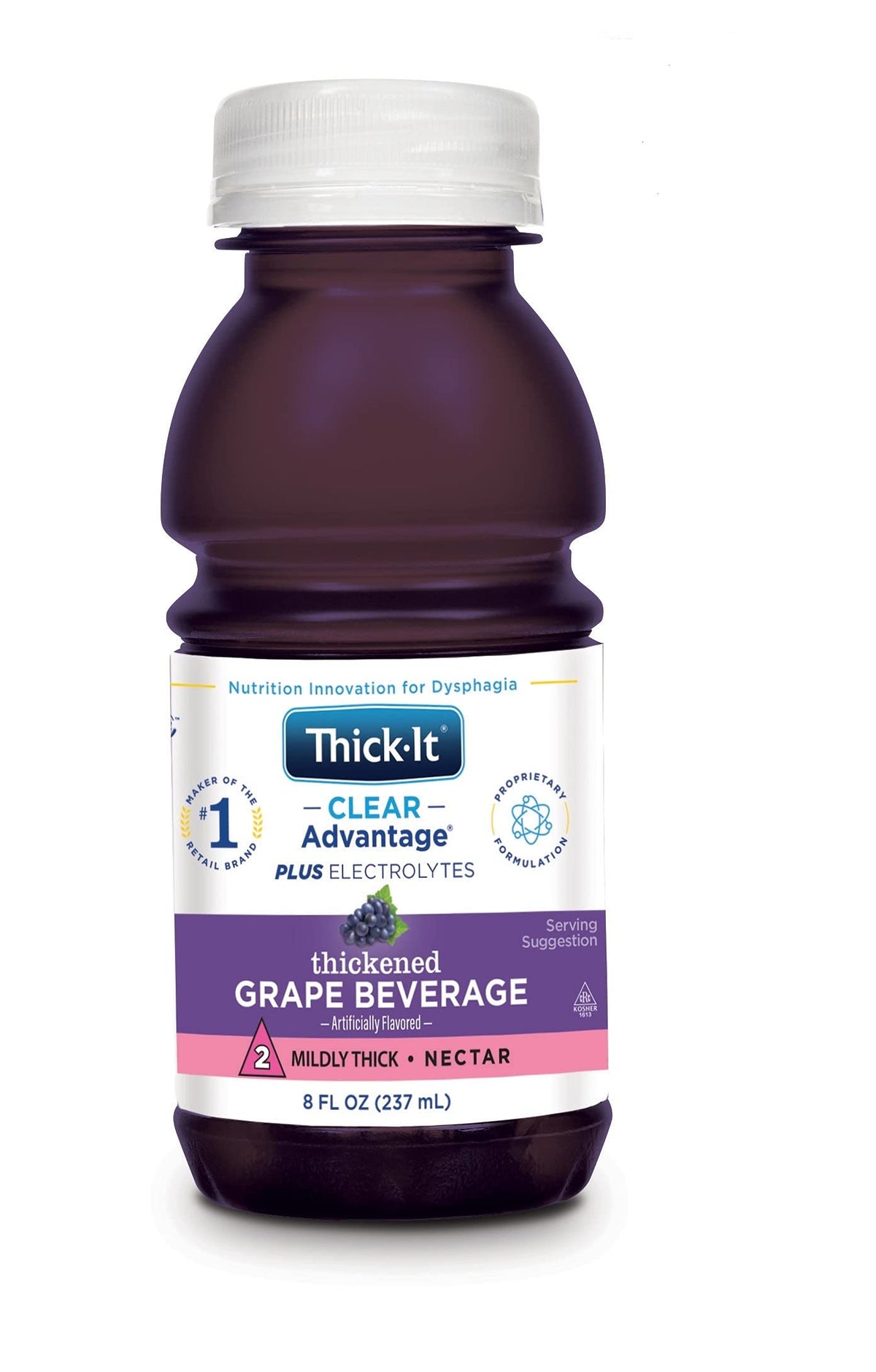 Thick-It Clear Advantage Mildy Thick grape bottle front, ready-to-drink hydration on the go.