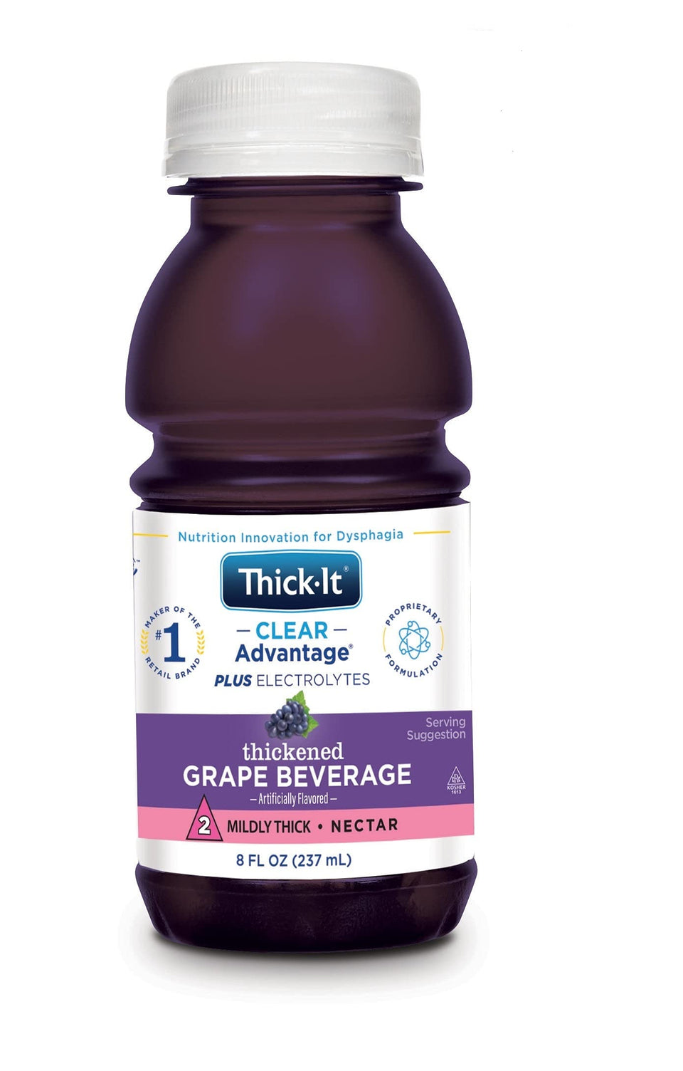 Thick-It Clear Advantage Mildy Thick grape bottle front, ready-to-drink hydration on the go.