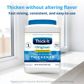 Easy-stir Thick-It powder speeds daily meal preparation.
