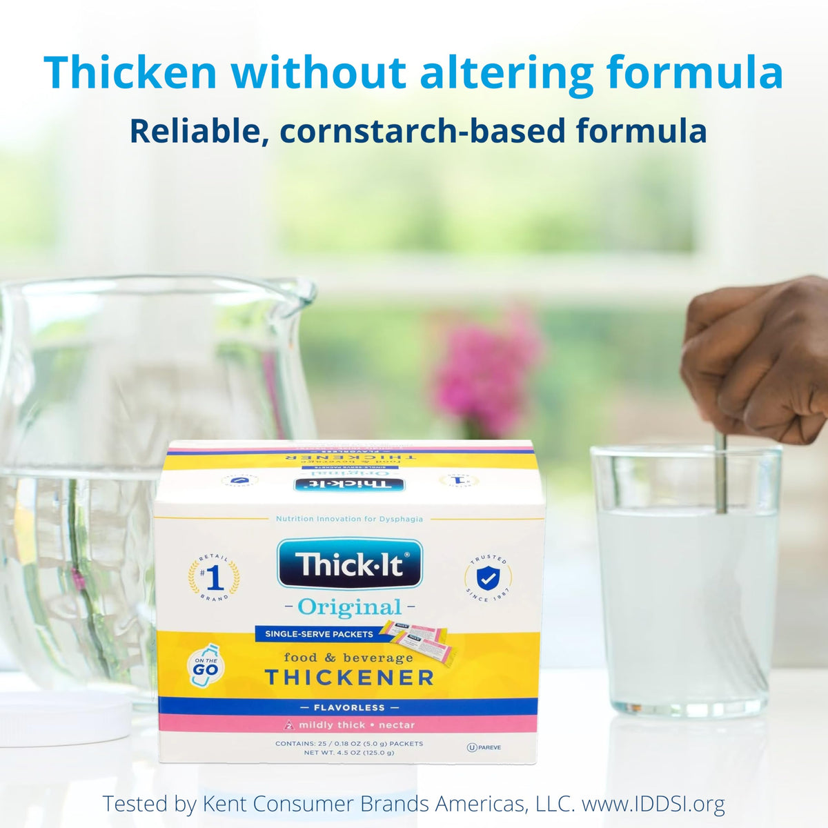 Gluten-free, dairy-free Thick-It Original on label for mindful diets.