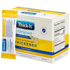 Thick-It Original packets blending into soup for steady texture.