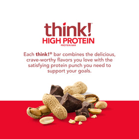 Think Bar chunky peanut butter ingredients panel, gluten-free and kosher-friendly notes.