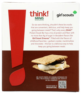Think Bar Minis Girl Scout S'more close-up reveals chocolate, marshmallow, and graham layers.
