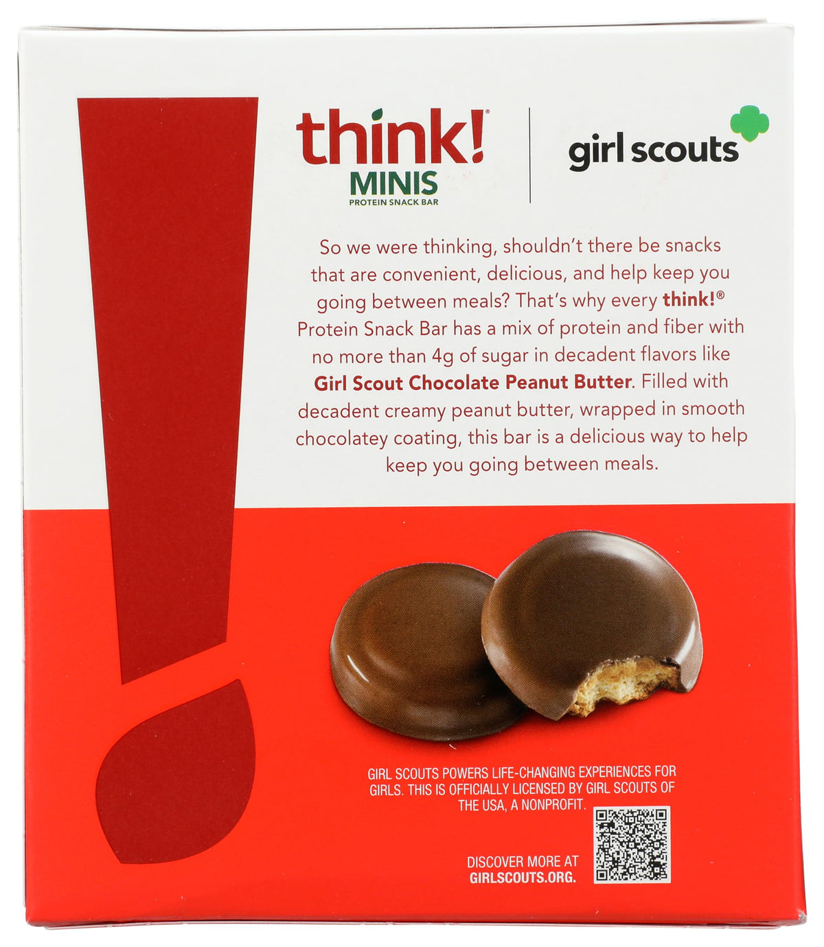think! bar minis grlsct choc pb unwrap shows bite-sized treat ready to enjoy