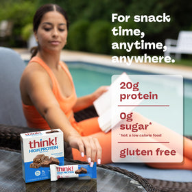 think! Bars nutrition facts label emphasizing 0 sugar and gluten-free