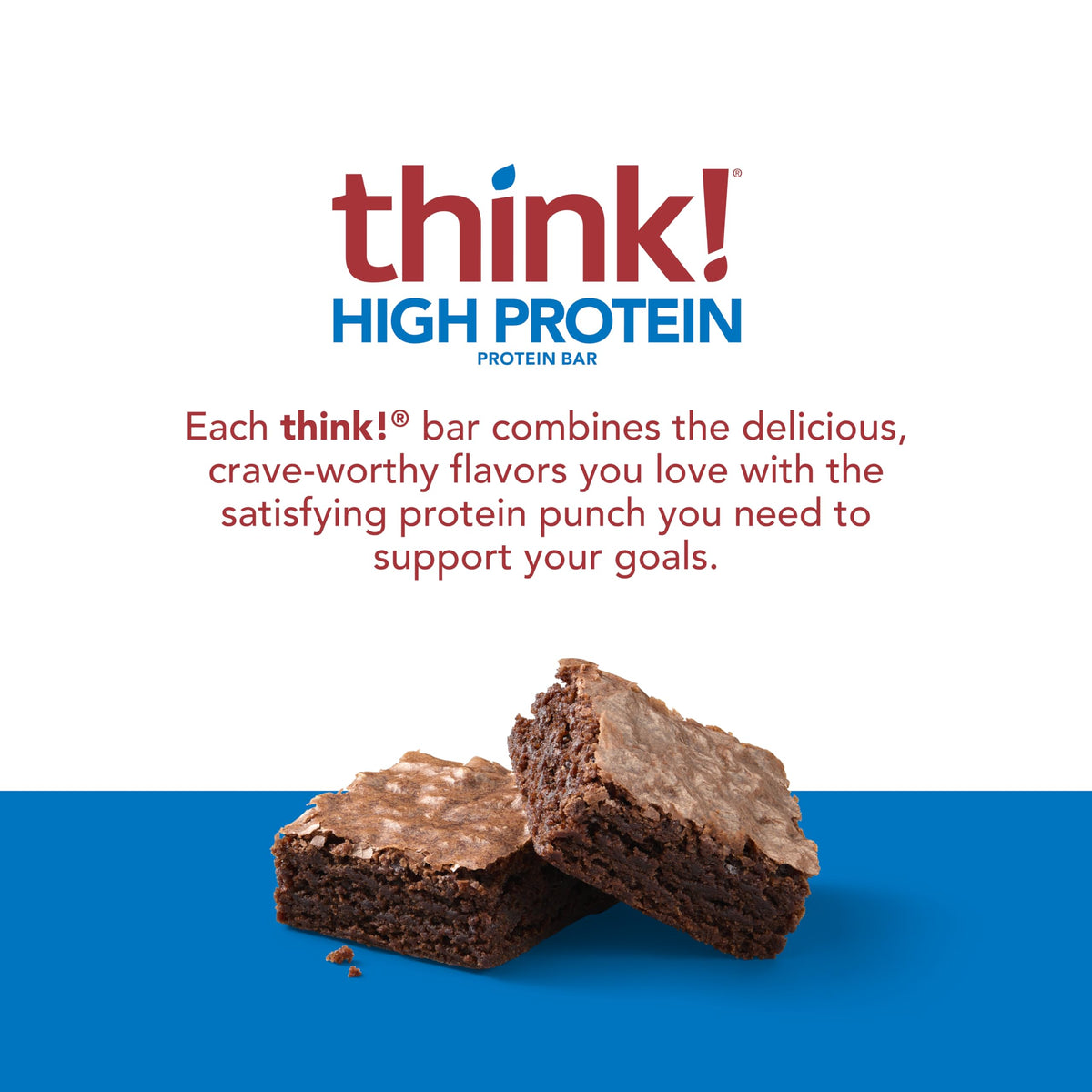 think! Brownie Crunch texture closeup emphasizes indulgent flavor