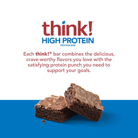 think! Brownie Crunch texture closeup emphasizes indulgent flavor
