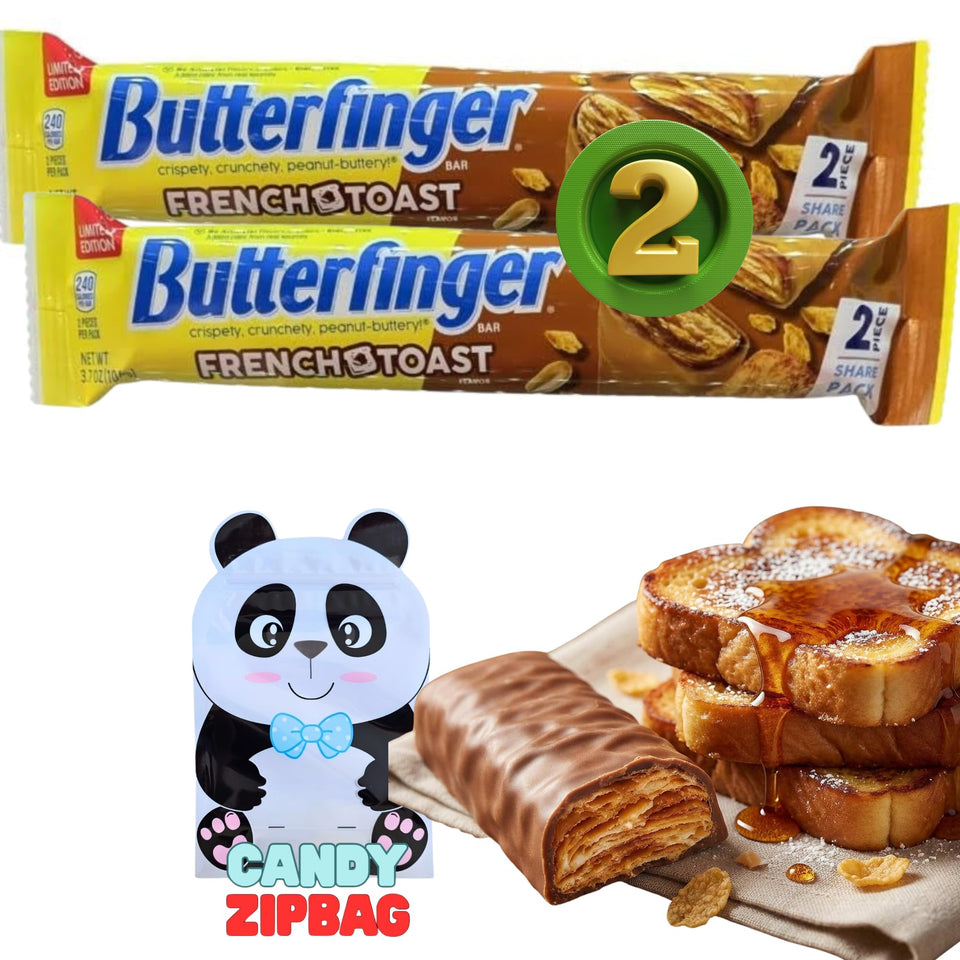 Think Candy Butter French Toast Finger bars in a resealable bag for on-the-go snacking.