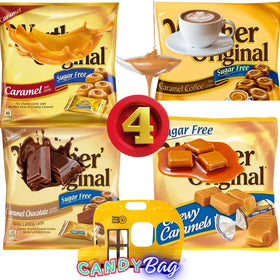 Think Candy pack 4 original sugar-free chocolate hard candies for guilt-free indulgence on the go.