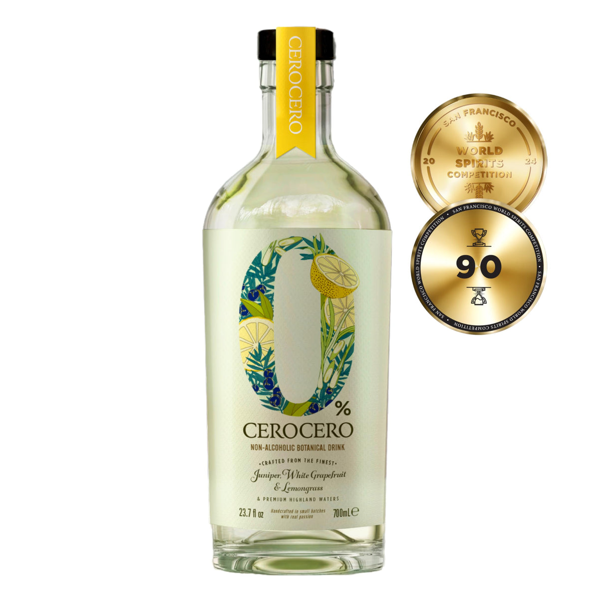 Think Distributors CeroCero bottle front, premium alcohol-free gin for curious palates.