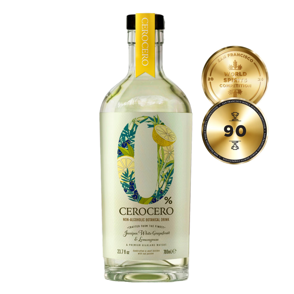 Think Distributors CeroCero bottle front, premium alcohol-free gin for curious palates.