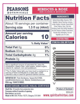 Close-up of Pearsons Hibiscus & Rose label highlighting halal and vegan credentials