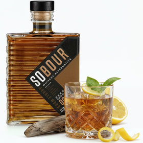 SOBOUR Doublewood bottle shows deep color, ideal for neat sipping.