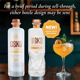 USKO Citrus bottle back highlighting halal vegan gluten-free features.