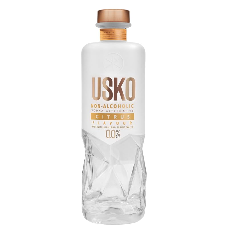 Think Distributors USKO Citrus bottle front, a zero-proof vodka with lemon-lime aroma.