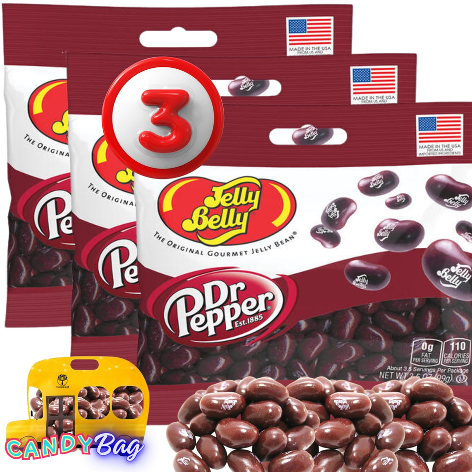 Think FWD Dr Pepper Jelly Beans 3-Pack, perfect for sharing at parties.
