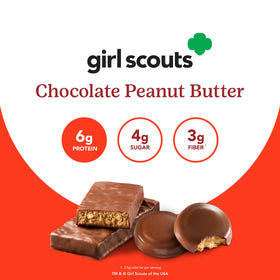 think! chocolate peanut butter mini bar in box, showing 100 calories per serving.