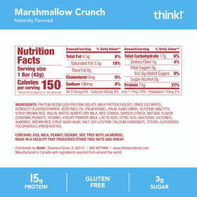 Think high protein crispy squares marshmallow crunch in hand on-the-go