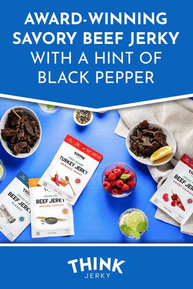 Think Jerky 8-pack layout, convenient gluten-free protein for busy days.