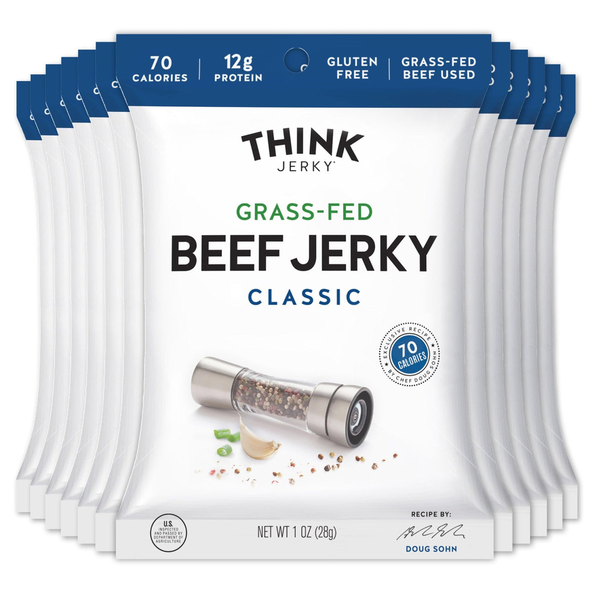 Think Jerky Classic Beef Jerky bag showcasing premium, protein-packed snack for active days