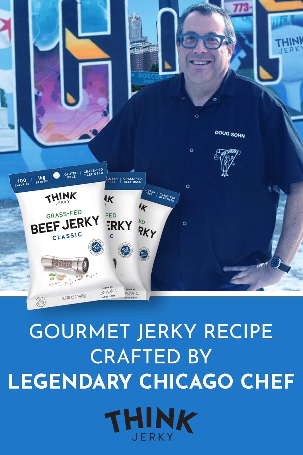 Think Jerky gluten-free label emphasizing safe snacking for gluten-sensitive diets.