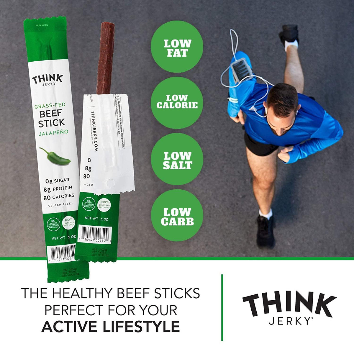 Think Jerky Jalapeno Beef Sticks high-protein, low-carb option for workouts