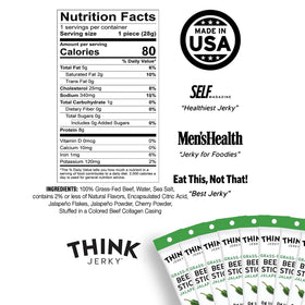 Think Jerky Jalapeno Beef Sticks individually wrapped for convenient snacking
