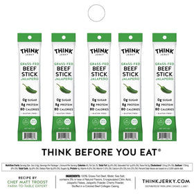 Think Jerky jalapeno beef sticks individually wrapped for easy snacking.