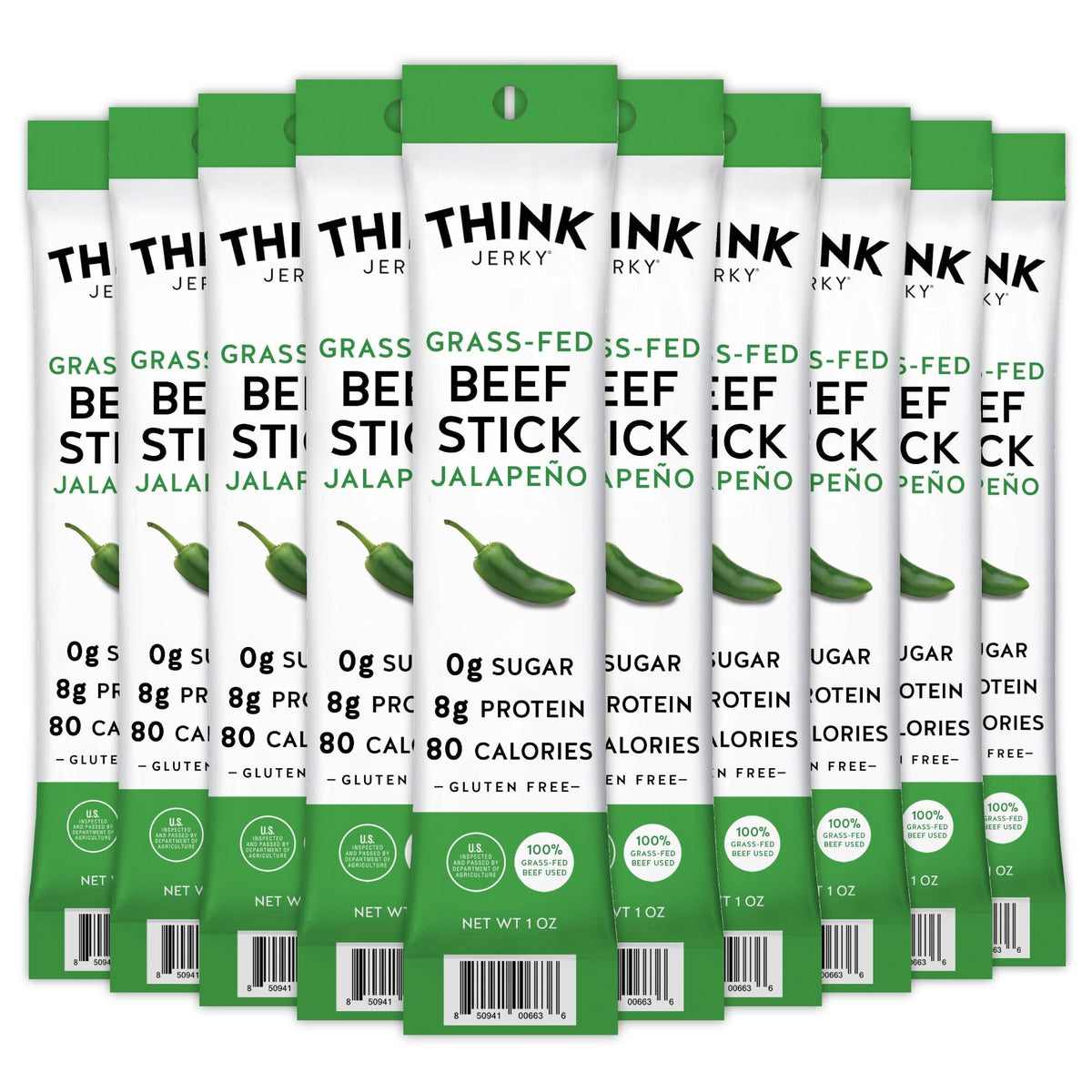 Think Jerky Jalapeno Beef Sticks pack front with bold flavor for on-the-go protein