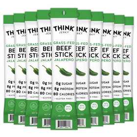 Think Jerky Jalapeno Beef Sticks pack front with bold flavor for on-the-go protein