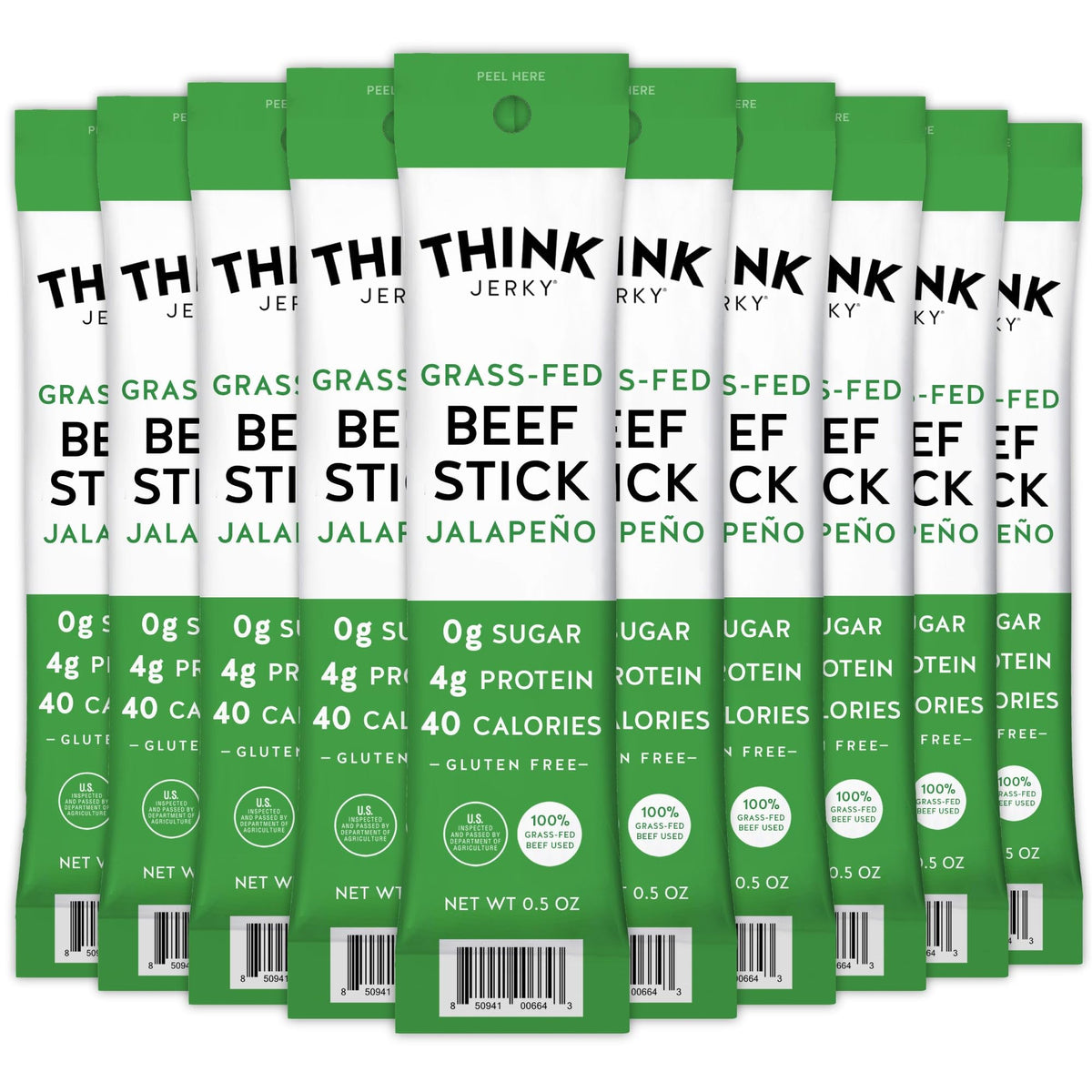 Think Jerky Jalapeno Beef Sticks packaging for on-the-go protein snack.