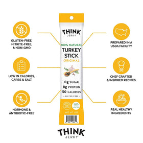 Think Jerky turkey stick close-up highlights paleo and keto-friendly profile