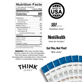 Think Jerky Original Beef Sticks individually wrapped for clean, portable protein on busy days.