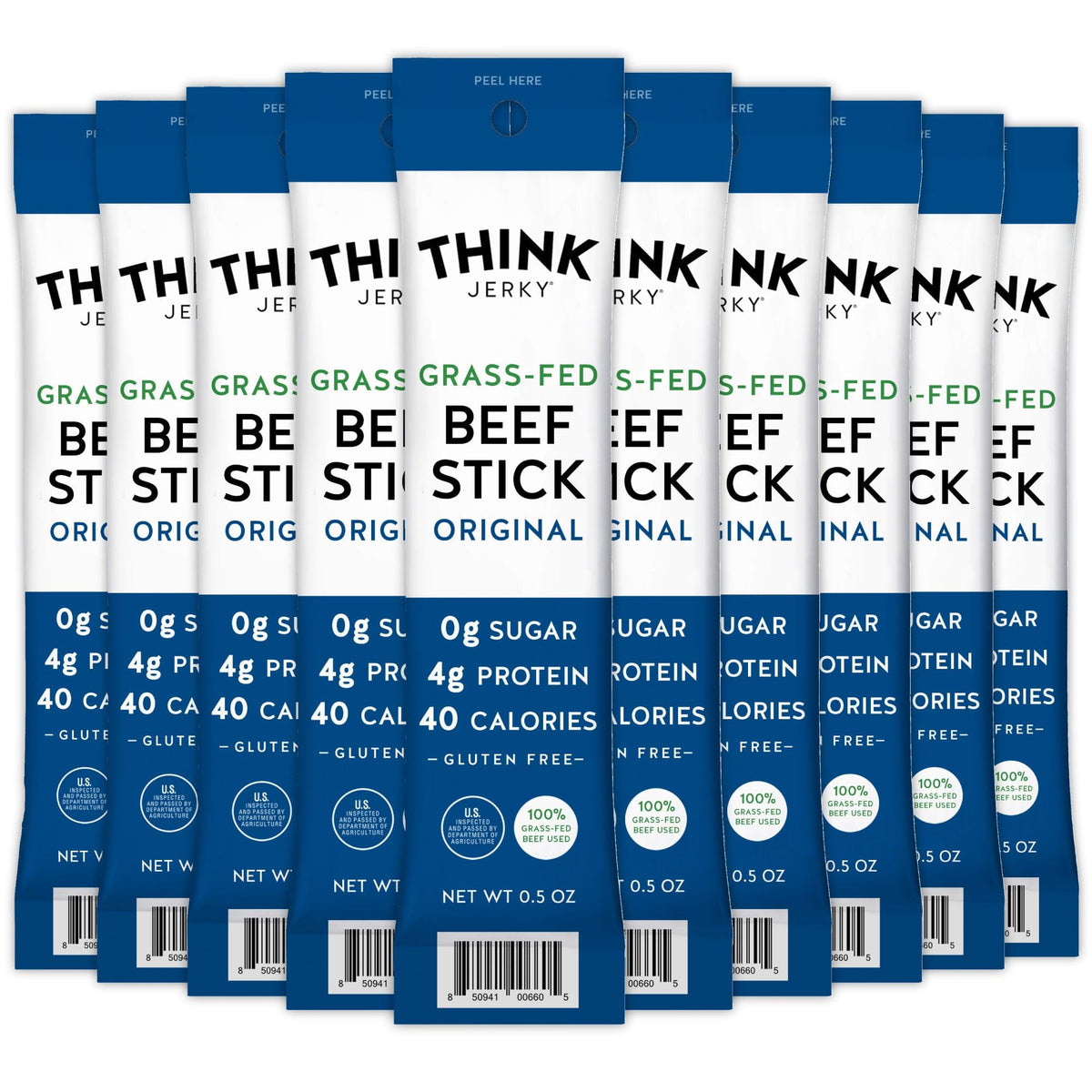 Think Jerky Original Beef Sticks pack showcases convenient, protein-packed snacking on the go.