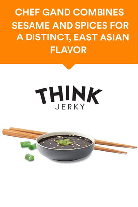 Think Jerky Sesame Teriyaki beef jerky nutrition label closeup for healthy planning