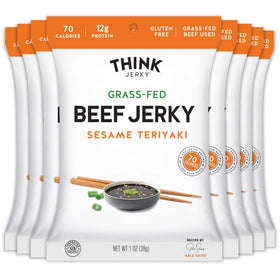 Think Jerky Sesame Teriyaki beef jerky pack offers high protein on the go.