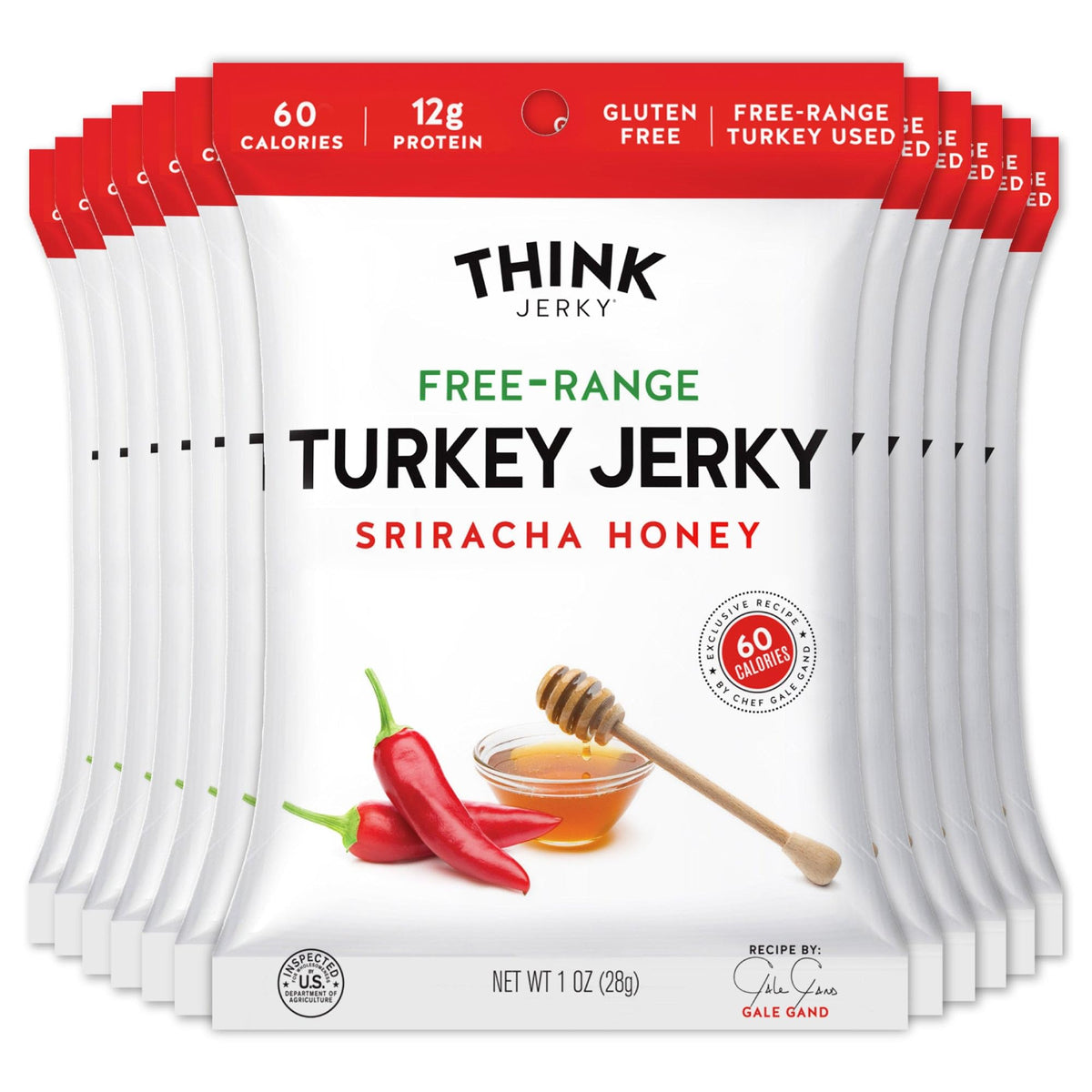 Think Jerky Sriracha Honey Turkey Jerky pack showcases bold flavor for on-the-go protein.