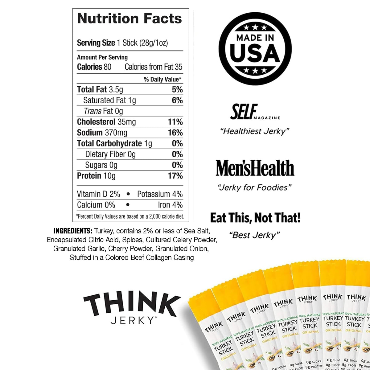 Think Jerky turkey sticks highlighting high-protein nutrition for workouts
