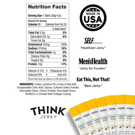 Think Jerky turkey sticks highlighting high-protein nutrition for workouts